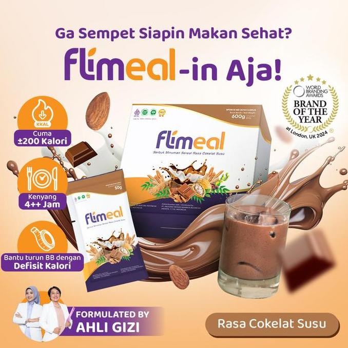 

Flimeal (Meal Replacement) - 1 Box (Isi 12 Sachet) - Coklat Susu