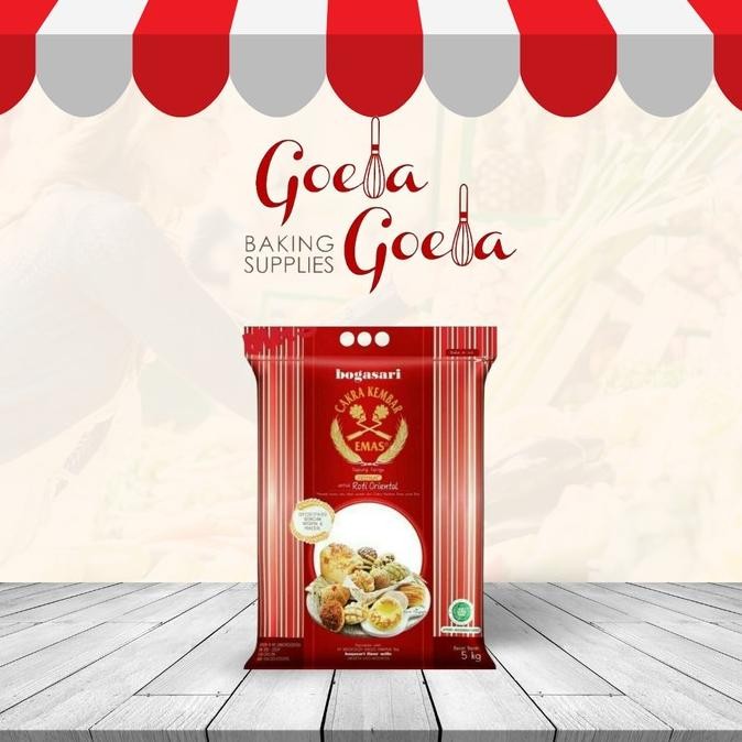 

Tepung Cakra Kembar Emas Bogasari Premium Oriental 5Kg / 1 Kg / 500 Gr