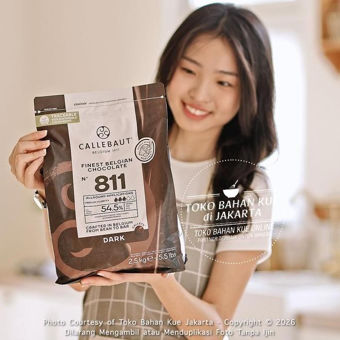 

Callebaut 811 Nv Pack Asli 2,5Kg Dark Chocolate Couverture 54,5% Cokelat Hitam Coin Coklat Baking