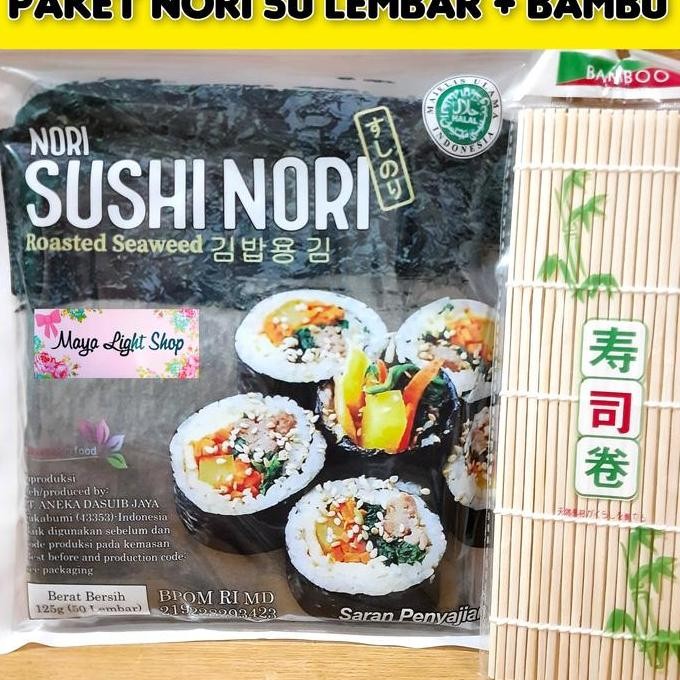 

Paket Sushi Nori 50Lembar + 1Bambu Makisu Penggulung Dry Seaweed Halal