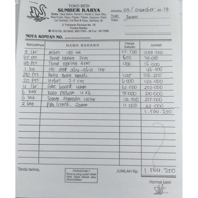 

Nota Bpk Jannes 09 Desember 2019