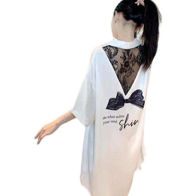 Fanmu Daster Rayon Home Dress Rayon  2025 Baru Baju Tidur Sutra Es  Tipis Lengan Pendek Setengah Pan