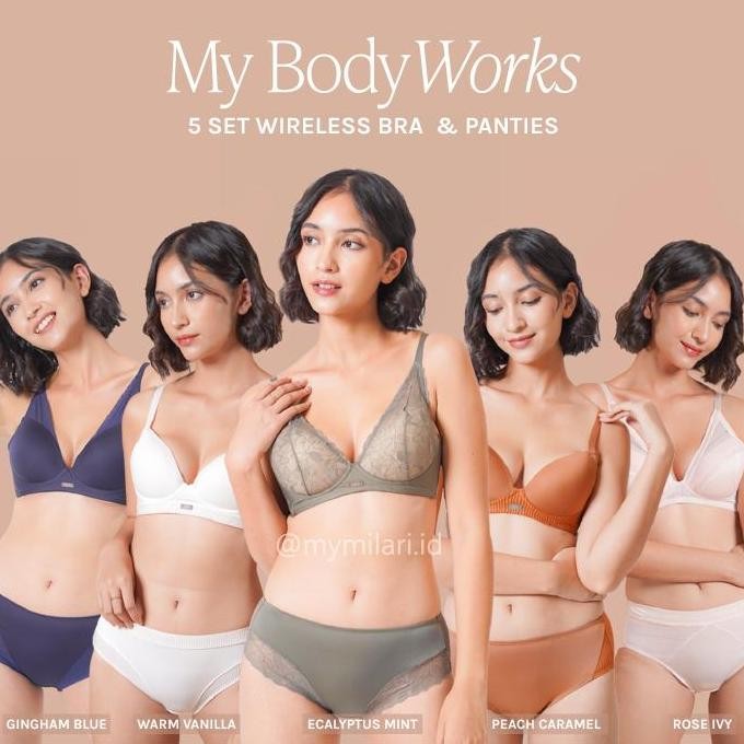 Milari | My Bodyworks, 5Set Wireless Bra /Lycra & Panties