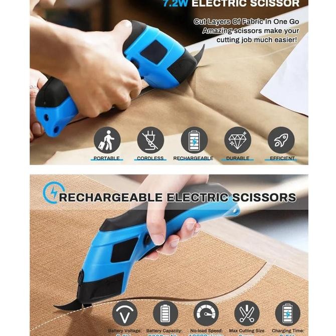 

ready !!! Rechargeable Electric Scissors Wireless Battery Cutting Tools GUNTING KAIN ELEKTRIK