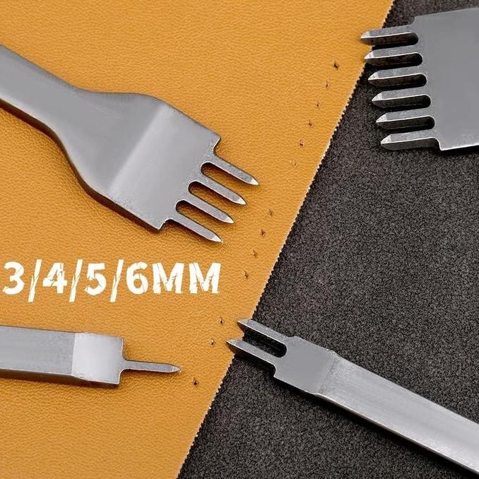 

ready !!! 1 SET 3/4/5/6MM Alat Pelubang Kulit Leather Craft Hole Punches Stitching Tool 1 2 4 6 Lubang Ikat Pinggang