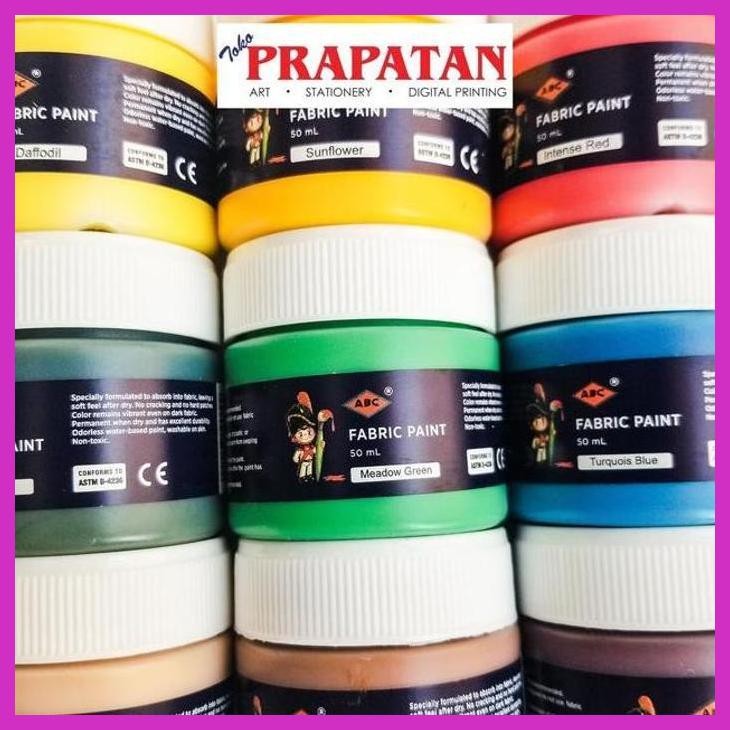 

( SEKOLAH / LUKIS ) PROMO ABC FABRIC PAINT 50ML / CAT TEKSTIL ABC (SENI / MENGGAMBAR / ART / KERAJINAN ) GOOD QUALITY