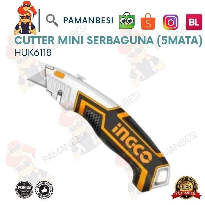 

ready !!! CUTTER MINI SERBAGUNA (5MATA) / PEMOTONG KERTAS / PISAU INGCO HUK6118