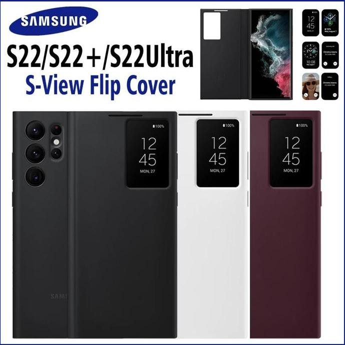 Flip Clear View Cover Case Untuk Samsung S22 Ultra S22Ultra
