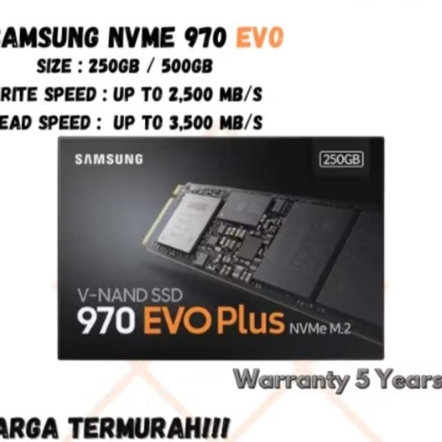 SSD Samsung 970 EVO Plus 250gb nvme m.2 m2 barang baru bukan bekas