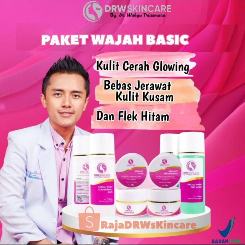 Drw Skincare Paket Wajah Basic Cream Glowing, Brightening Flek Hitam Membandel, Bekas Jerawat Origin