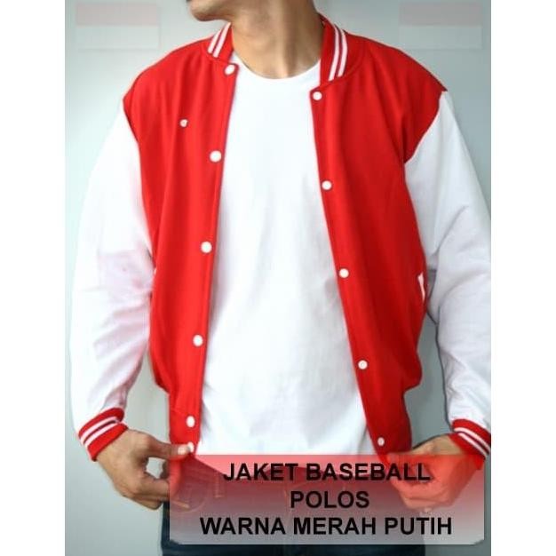 Jaket Baseball Varsity Merah Putih HM