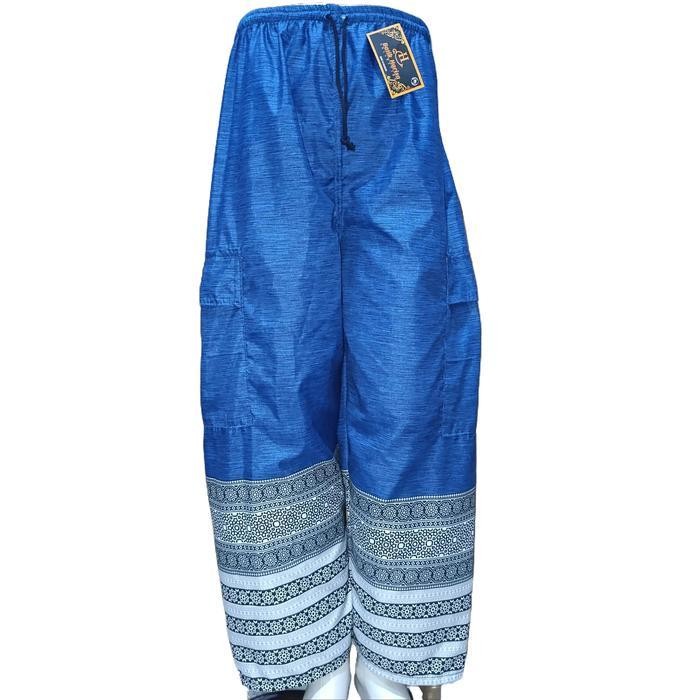 Celana Sirwal Panjang Dewasa Motif Batik Saku Resleting Bahan Halus Dan Adem Denim Hitam Pria Katun 