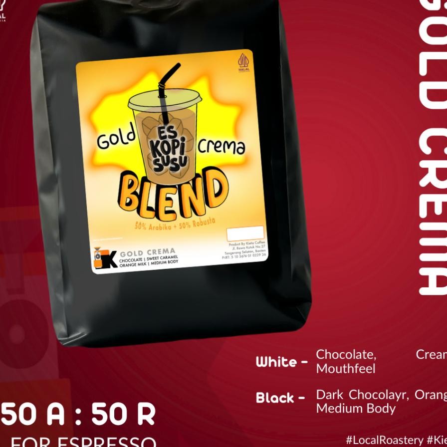 

Kieta Roastery Kopi Gold Crema Blend 50 Arabika 50 Robusta 1Kg Bubuk Arabica Roasted Coffee Bean Spro Kopi Susu Based