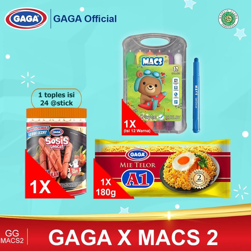 

TERMURAH GAGA Sosis Sapi 1 Top, GAGA Mie telor A1 & MACS Gel Crayon Isi 12 Warna 1 pc (GAGA X MACS 2) Siap kirim