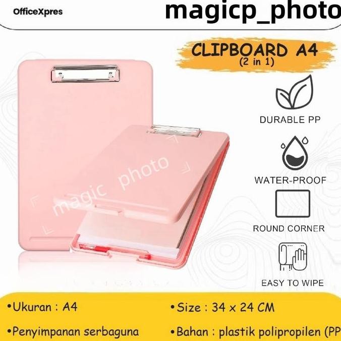 

Clipboard + Storage Alas Papan Ujian / Papan Jalan 2in1 / Clipboard 2 in 1 / Clip Board A4 WS