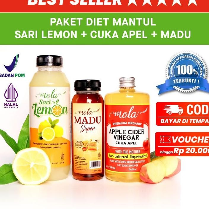 

Paket Mantul Mola Cuka Apel Sari Lemon Madu Murni
