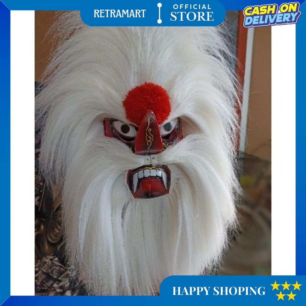 Termurah Topeng Ganong Full Putih/Ganongan Anak/Ganongan Remaja/Dewasa/Ganongan Rambut Sintetis