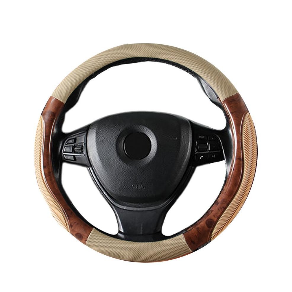 Cover Stir Sarung Setir Mobil Motif Kayu Kulit Sintetis Universal Semua Ukuran Steer Cover Stir Carb