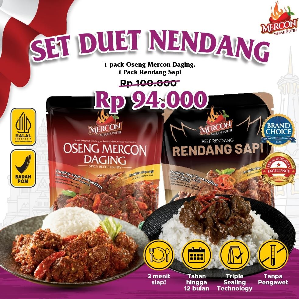 

TERMURAH Mercon Merah Putih - Set Duet Nendang II Oseng Mercon Daging + Rendang Sapi Siap kirim