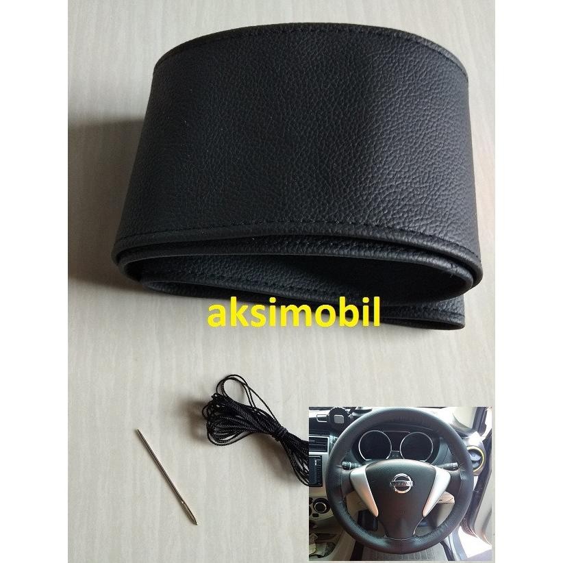 Setir /Cover Stir Mobil Sarung Stir Hitam jahit hitam MBtech uk 38cm
