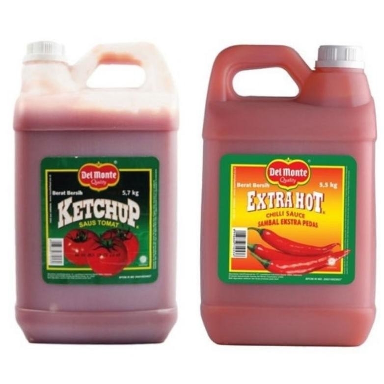 

Delmonte Saus Saos Sambal Extra Hot Jerigen 5,5Kg / Saus Tomat Delmonte Jerigen 5,7Kg