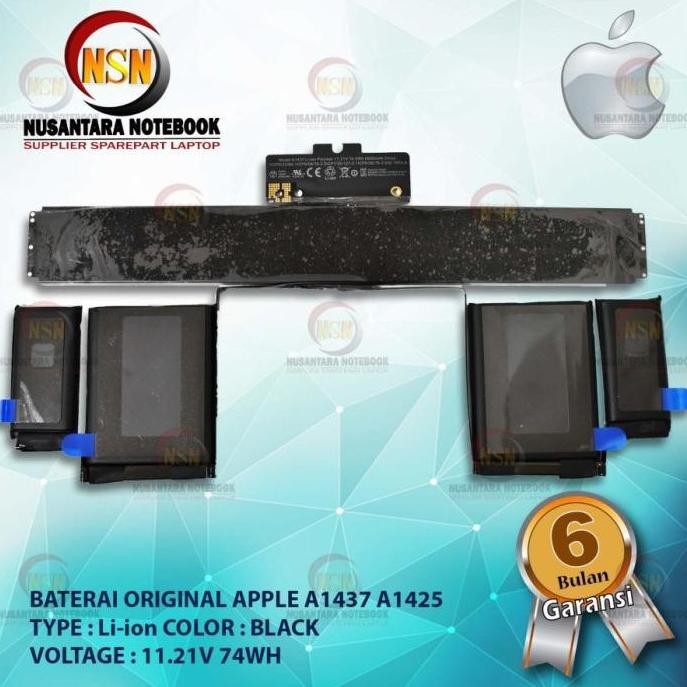 Baterai Original  Ma4Cbook Pro 13 Inch Retin4 A1437 A1425 New Stok