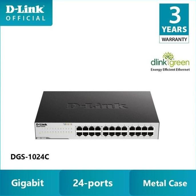 Hub Switch 24 Port Dlink Dgs 1024C Gigabit Metal New Stok