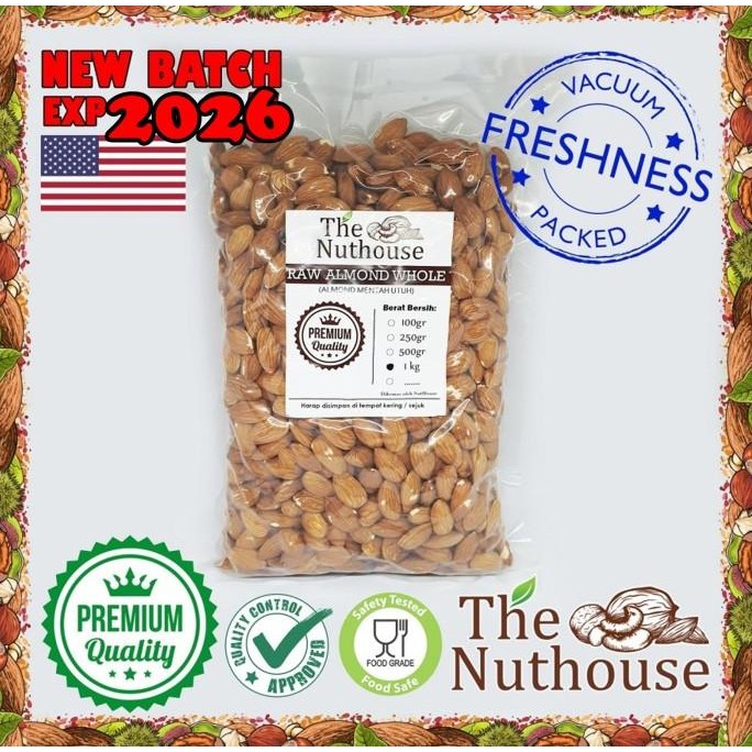 

1kg almond whole premium raw / mentah npx 27/30 termurah