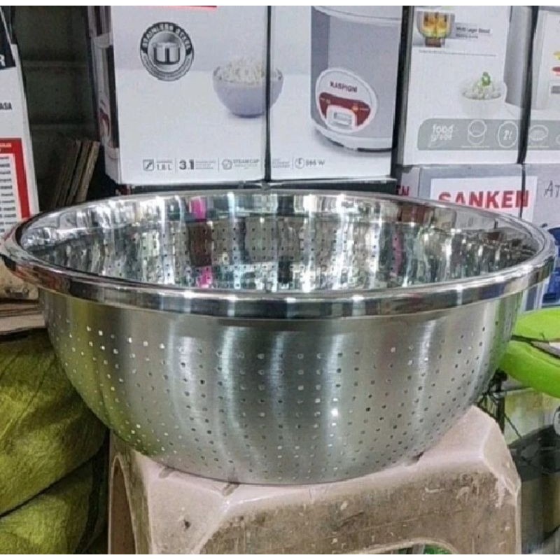 baskom saringan,baskom bolong, tirisan baskom stainless steel 38cm