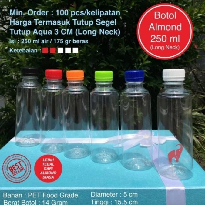 

botol almond 250 ml ln / botol plastik 250 ml / botol susu long neck termurah