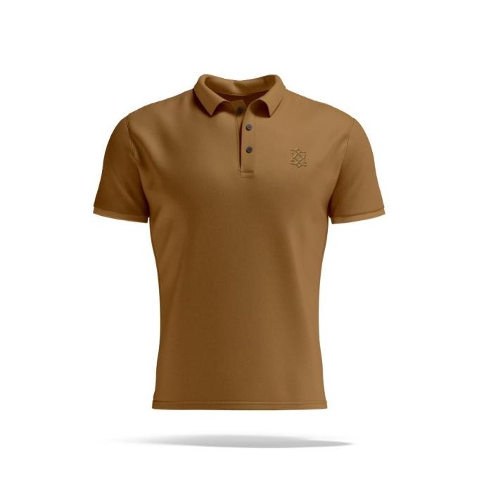 

kaos polo almond brown dijon coklat susu premium monogram polo shirt termurah