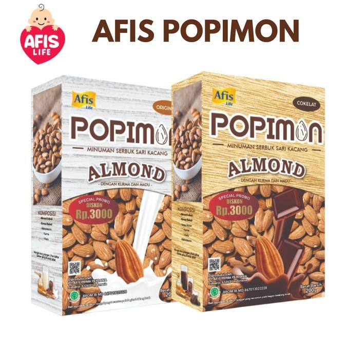 

afis popimon susu kacang almond 200gr / afislife almond umum termurah