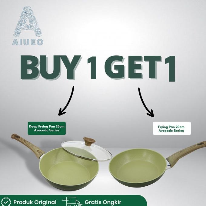 Siap Kirim AIUEO Buy 1 Get 1 Frying Pan Korea Panci Rebus Anti Lengket Stainless