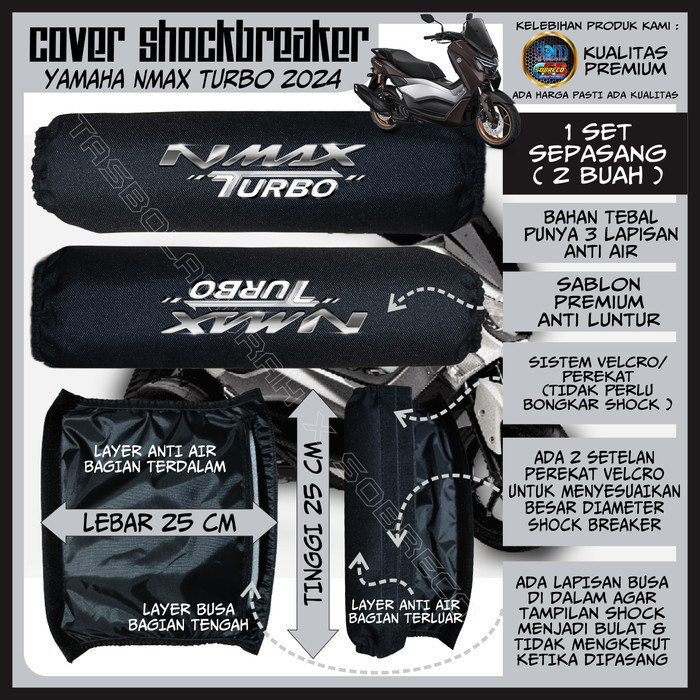 Sarung Pelindung Penutup Cover Sokbreker Shock Breaker Belakang Motor Yamaha Nmax Turbo 2024 Anti