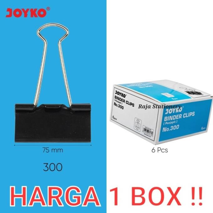 

sale! joyko binder clip 300 75mm besar / klip penjepit kertas besar no.300