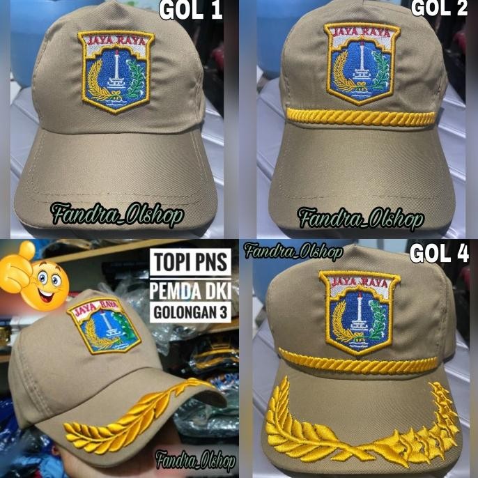 sale topi pns pemda dki jayaraya golongan 3 bordir timbul 3d warna khaki