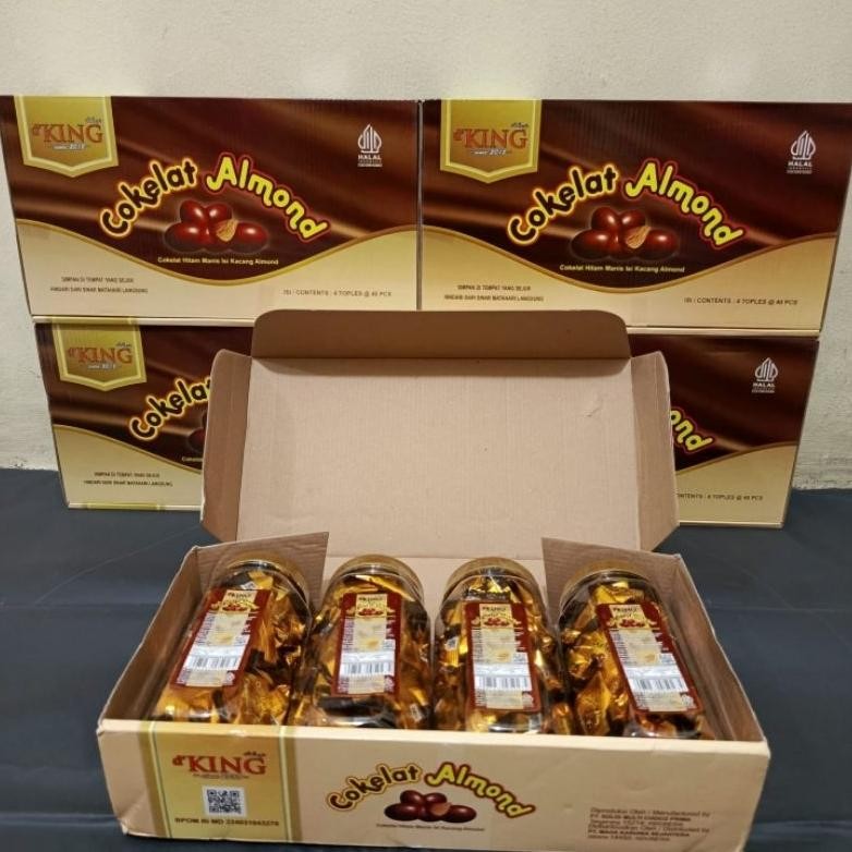 

ang Cokelat Kacang Almond Coklat almond d'KING isi 4 Toples 1 dus