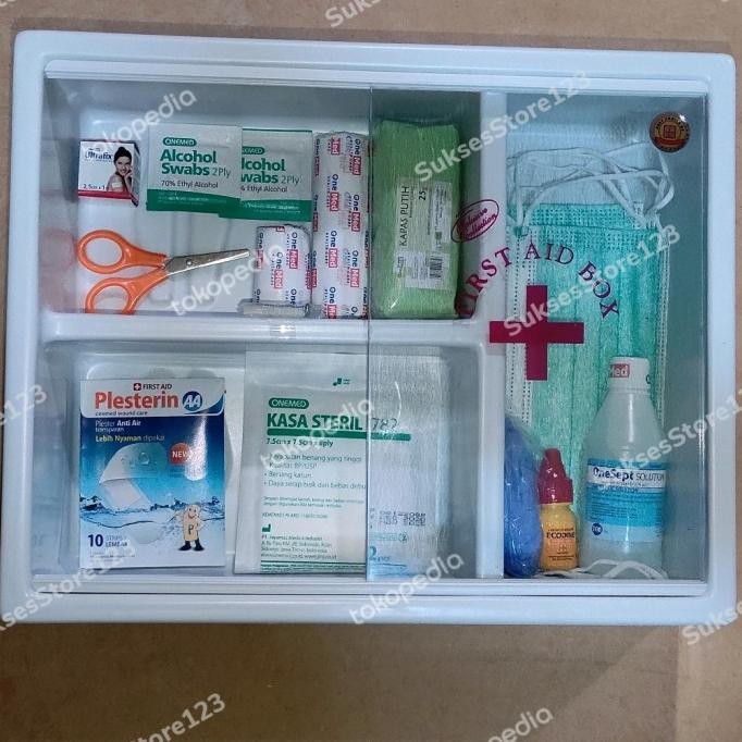 Kotak Obat P3K Dinding Besar Dan Isi Lengkap - Bonus Senter Kepala