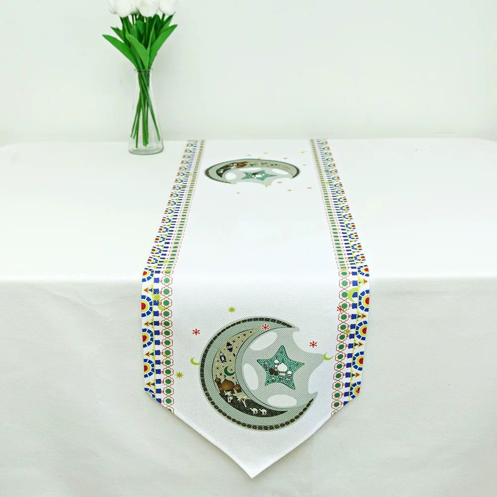 Taplak Meja Ramadhan Lebaran Table Runner Eid Mubarak Print Motif Taplak Tamu Panjang Premium