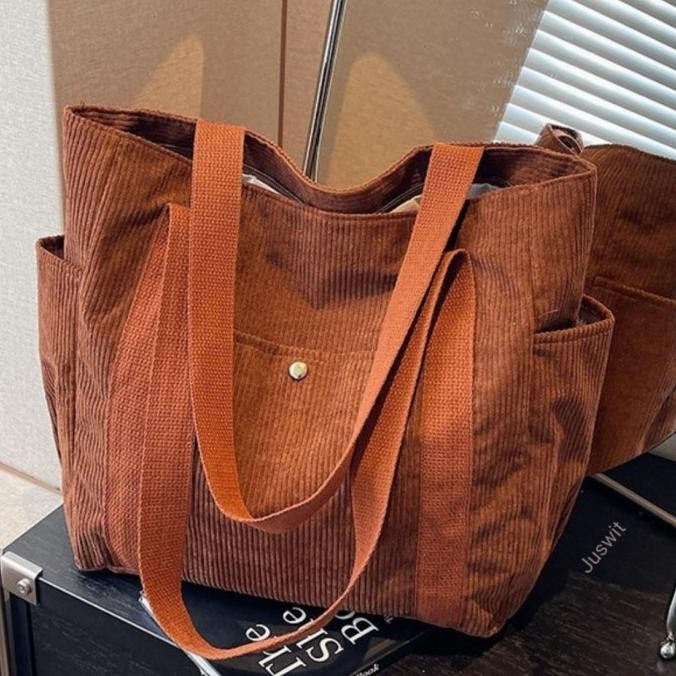 TAS TOTE BAG WANITA KANVAS LAPTOP KULIAH/KERJA TAS WANITA MULTIFUNGSI