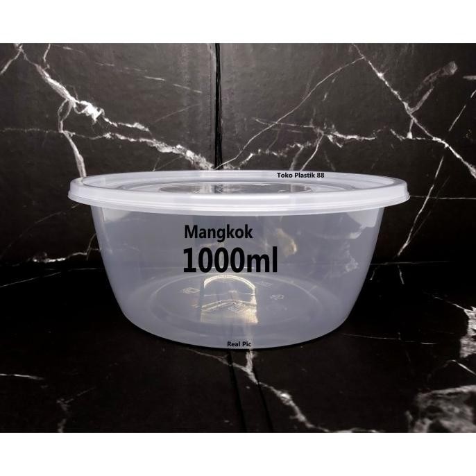 Siap Kirim Food Container/Box Makanan/Wadah Plastik - Mangkok 1000Ml Bulat