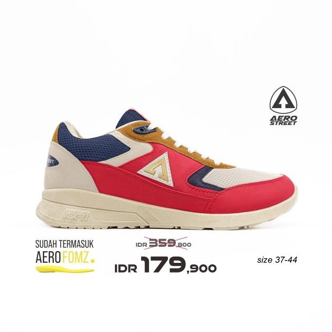 Aerostreet 37-44 Osaka Krem Merah Navy - Sepatu Sneakers Sport