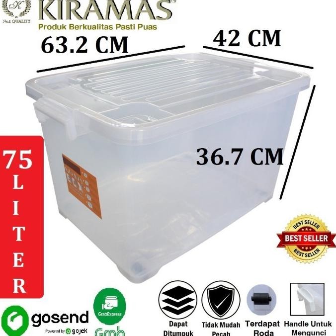 Kiramas Kontainer Box / Kontainer Plastik 75 Liter Transparan 1039 Ar