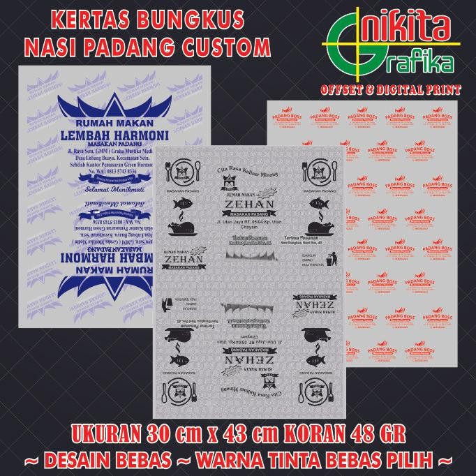 Kertas Bungkus Nasi Padang Custom 1 Warna