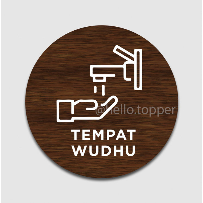 SIGN TEMPAT WUDHU KAYU MODERN 20CM SIGN BOARD WUDHU