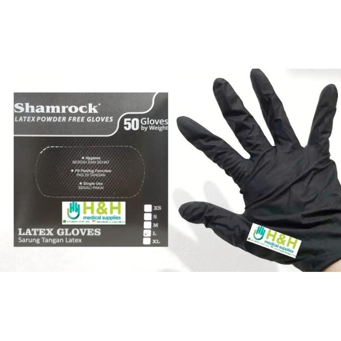 

BARU SARUNG TANGAN HITAM LATEX NO POWDER / SARUNG TANGAN SHAMROCK