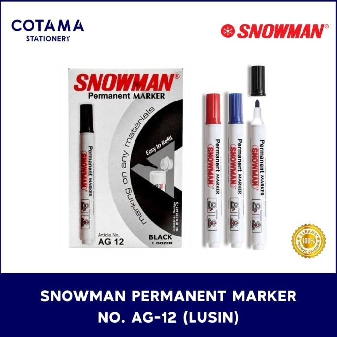 

Spidol Snowman Permanent Marker AG 12 / G 12 - 1 lusin isi 12 pcs Termurah