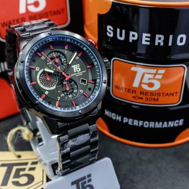 Jam Tangan Pria Mewah T5 H3588G Rantai Silver Chrono Aktif Original Original