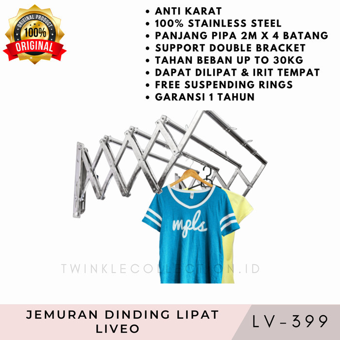 JEMURAN DINDING LIPAT LIVEO LV399 - JEMURAN STAINLESS 2 METER