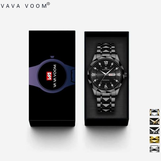 Vavavoom 2733 Jam Tangan Pria Original Luxury Rantai Tahan Air Freebox Original